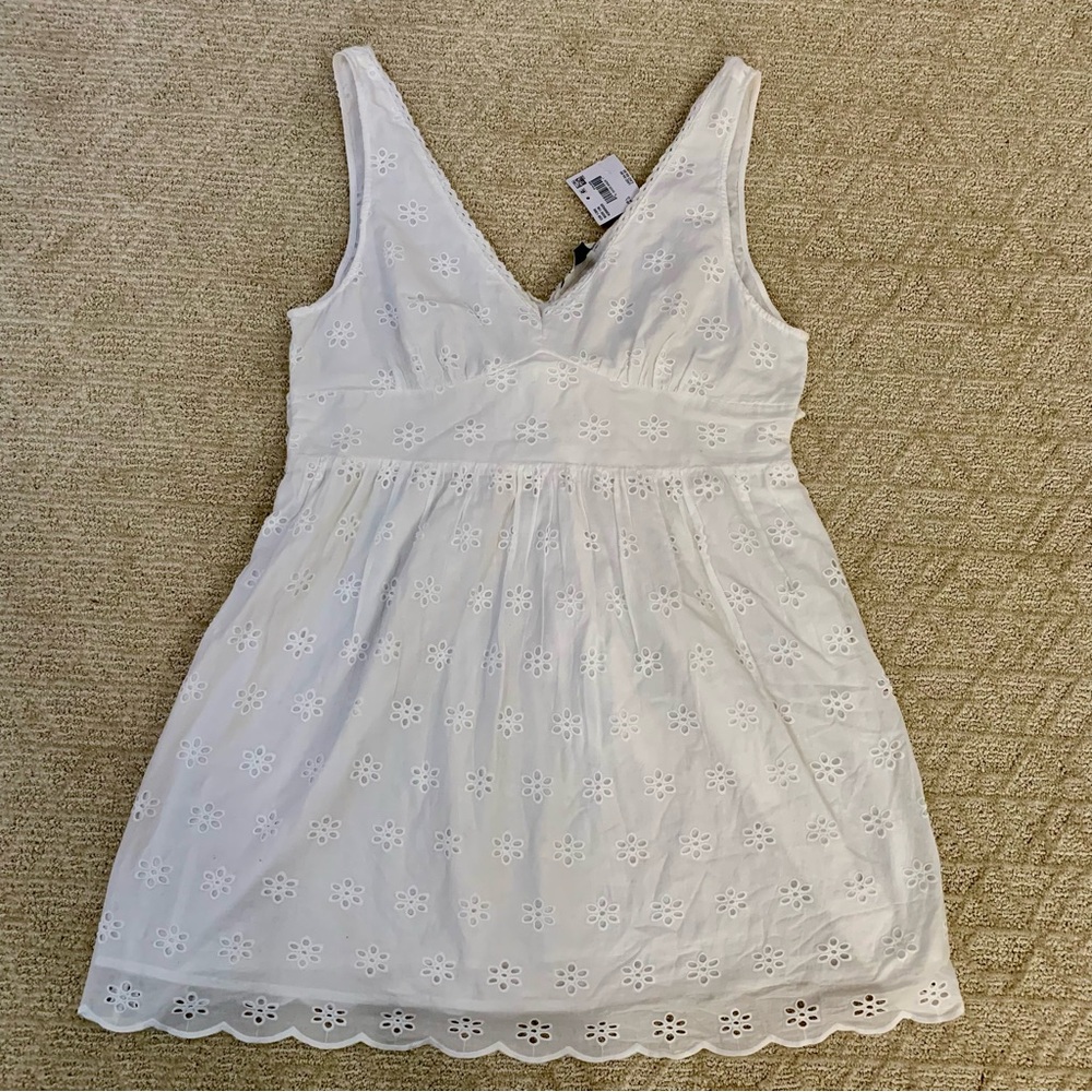 American Eagle Eyelet dress women’s L white babydoll beach cute lined Cotton NWT